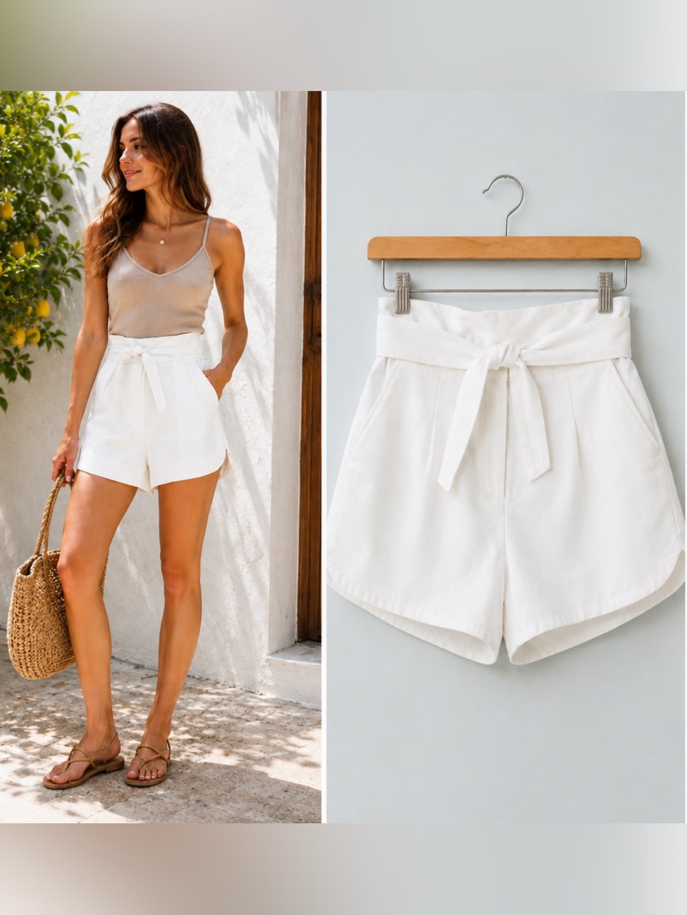 NWT! IRO
cotton blend high waist shorts with belt wrap in white Sz FR38 Us Sz 6